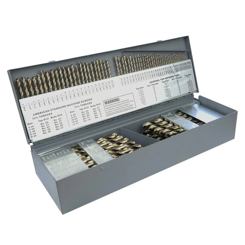 115 Piece Cobalt Drill Bit Set For Metal With M35 Alloy Split Point Heavy Duty Pro Grade Bits for Steel Cast Iron and Hard Metals