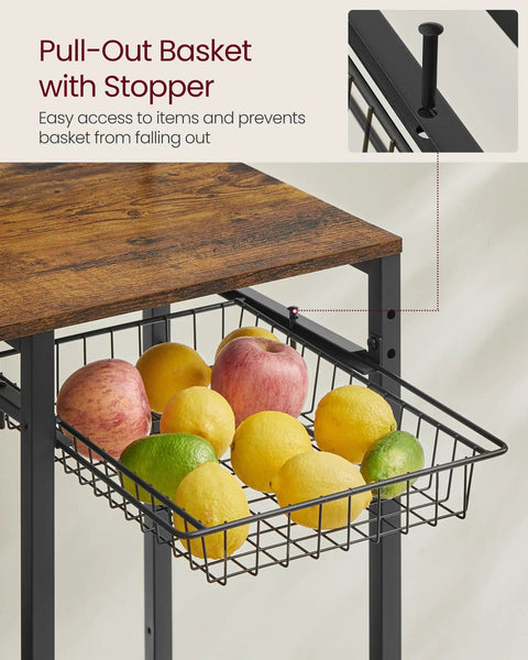 Top Tier Metal Baker Rack With Microwave Stand Rock Solid Kitchen Storage Shelf Featuring Eight Heavy Duty Hooks And A Roomy Wire Basket Super Convenient For Everyday Cooking And Coffee Bars
