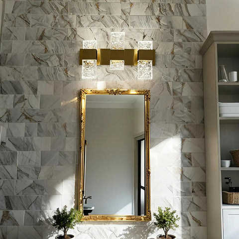 Modern LED Vanity Lights For Bathroom Over Mirror In Brushed Gold With Crystal Accent Fixtures Two Lights Sleek Wall Sconces 20W 3000K 15 Inch Dimmable Energy Efficient Easy Install