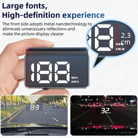 Crystal Clear Car Projection Display With Real Time Satellite Speed Tracking showing 188 MPH and 83, 32 night readouts