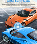 Two sports cars in collision demonstration with locked video feature showing gravity sensor of 2.5K Front Inside And Rear Dash Cam.