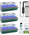 3 Pack Seed Starter Kit with Grow Light 120 Cell Seedling Tray Humidity Dome Indoor Grow Kit for Deep Rooted Seedlings