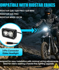 LED Headlight For Ridstar Q20 Ebike, 3 Pin 20W 6500K Waterproof Front Light, 12V-60V for night and fog riding.