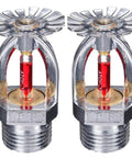Slick Chrome Plated Copper Pendent Fire Sprinkler Heads Four Pack with red bulb and 1/2 NPT threads for indoor coverage.