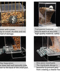 Hassle Free Automatic Bird Feeder With No Mess Clear Acrylic Bowl And Smooth Cage Mount For Parrots Canaries Cockatoos No Sweat Setup Foraging Snack Station 2 Pack with transparent material and secure cage mount.