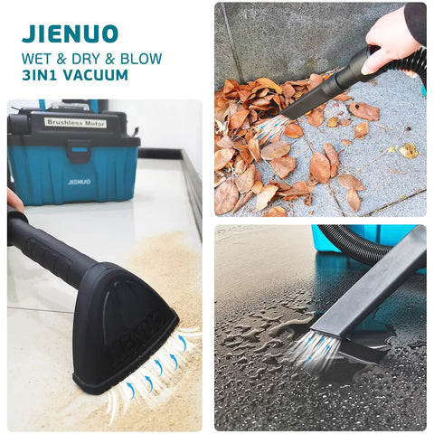 Cordless Shop Vac With 2.5 Gallon Capacity Brushless Motor Wet Dry Vacuum With HEPA Filter used for leaves, sand, and liquid cleanup