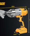Beast Mode Cordless Metal Shears For Quick Sheet Metal Cuts With 600W Brushless Motor Electric Metal Cutting Shears Compatible With 20V Max Battery Power Metal Cutter For Stainless Steel Aluminum And Plastic, side view with dimensions.