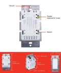 Back view of Z Wave Smart Rocker Light Switch With QuickFit And SimpleWire 3 Way Ready, Works With Alexa And Google Assistant, Z Wave Hub Required, Repeater Range Extender, 2 Pack Model 54890, showing wiring connections.