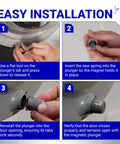 Step-by-step installation of Washer Magnetic Door Plunger Replacement Part For LG And Kenmore Elite Washers, Beefed Up OEM Style Plunger.