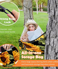 Woman relaxing in a sunflower color portable double and single hammock with storage bag for camping, travel, beach, hiking and backyard lounging, sunflower color, easy setup straps included, ultra durable and super cozy for indoor outdoor use.