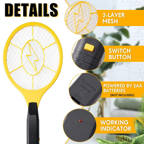 4 Pack Electric Fly Zapper Racket Handheld Bug Swatter For Indoor Outdoor Use 17.3 Inch Zapping Paddle Battery Powered