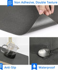 Non Adhesive Non Slip Foam Shelf Liner For Cabinets And Drawers Cushioned Gray Mat showing anti-slip and waterproof features.