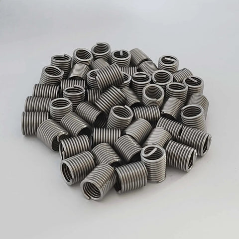 M8 Metric Thread Inserts Built Different 304 Stainless Steel Helicoil Wire Screw Replacement Coil Set, 50 pieces stacked.