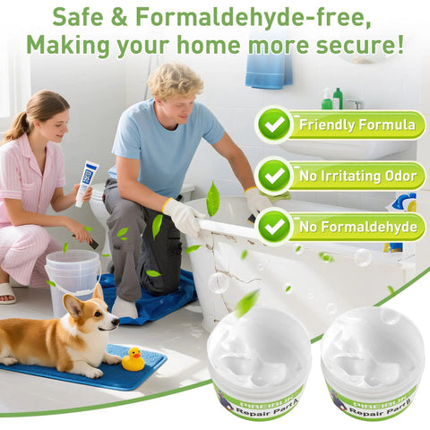 All-In-One DIY Ready Home Surface Repair Kit For Tubs, Tiles, And Countertops in use, safe and formaldehyde-free, family-friendly.