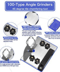 Heavy Duty 45 Degree Tile Chamfering Tool And Ceramic Angle Grinder Attachment with stainless steel support plate and retaining nut.