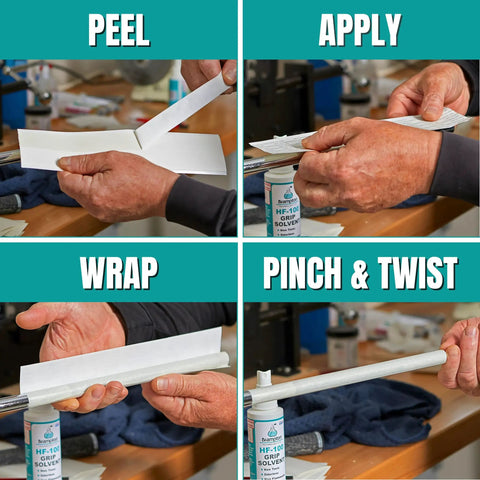Instructions for using Premium Golf Grip Kit For Regripping With 15 2x10 Tape Strips Durable Rubber Vise Clamp