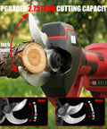 Beastly 700W Brushless Electric Pruning Shears with 2.75 Inch Cutting Diameter demonstrating cutting a tree branch