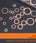 Copper Crush Washers Kit For Oil Drain Plugs, 360 Pieces In 18 Sizes M6 M8 M10 M12 M14 M16 M18 M20 M22 M24