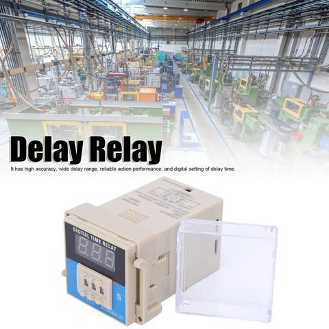 3D LED Digital Time Relay For AC220V Industrial Automation, Adjustable Timing And Cycle Delay Control Unit, Digital Setting Interface, Pro Grade Delay Module For Machinery And Equipment on industrial floor