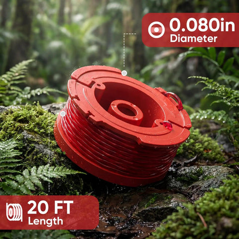 8 Pack 0.080 Inch 20 Ft Auto Feed Weed Eater String Line For Craftsman Weed Wacker CMCST910 Series Universal Fit Replacement CMZST080 CMZST0803 Compatible spool with natural background.