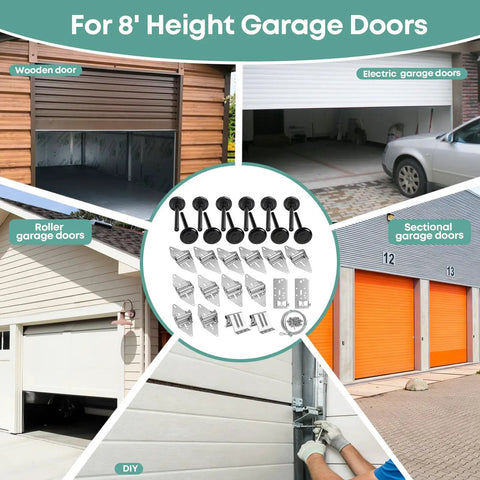 Quiet Full Wrap Nylon Garage Door Roller Kit With Hinges Top And Bottom Brackets Wire Rope And 2 Inch Rollers For 8 Foot Doors