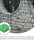 Green Plastic Drywall Anchor Kit With Self Tapping Screws shown on stone wall background