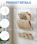 Durable Mail Sorter Organizer for office and school desk with easy to label slots, clear acrylic with pre-drilled holes for wall mounting.