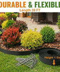 39Ft Flexible Landscape Edging Kit With 40 Heavy Duty 8 Inch Stakes 1.5 Inch High No Dig Garden Border in garden setup