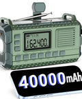 Grab And Go Weather Radio With AM FM NOAA Alerts Hand Crank Emergency Power, 15W Fast Charge, 40000mAh Portable Solar Power Bank
