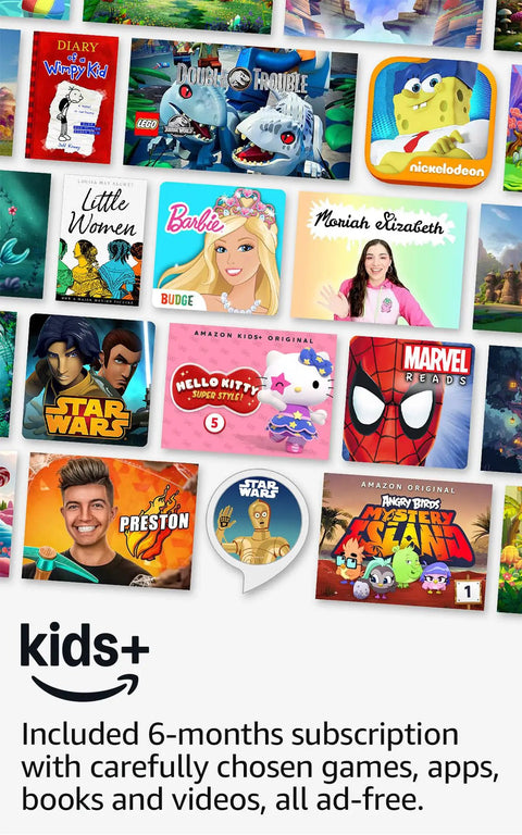 Dope Yet Durable Kids Tablet With A Snappy Eight Inch Hd Display 64 Gb Memory Buttery Smooth Processing Killer Parental Settings Ad Free Entertainment Bundle Slim Armor Case Designed For Big Kids Zero Hassle showing kids+ subscription app icons.