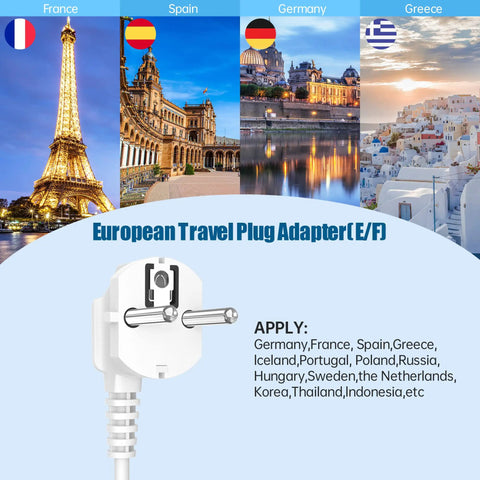 US To Europe Travel Plug Adapter With 4Ft Extension Cord Not For UK A Must Have Travel Essential For Germany France Greece