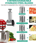 Stainless Steel Slicer Shredder Attachment for KitchenAid Mixers Cheese Grater and Food Slicer Accessory Durable 6.9 by 5.4 Inch