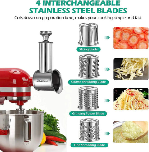 Stainless Steel Slicer Shredder Attachment for KitchenAid Mixers Cheese Grater and Food Slicer Accessory Durable 6.9 by 5.4 Inch