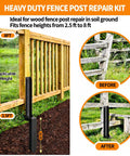 Heavy Duty Fence Post Repair Kit With Five Repair Stakes For Fixing 4x4 And 6x6 Wooden Posts Quick Leaning Post Support