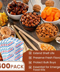 Assorted nuts and dried fruits with 500cc Food Grade Oxygen Absorbers With Indicator, 10 Vacuum Sealed Packs for Long Term Storage