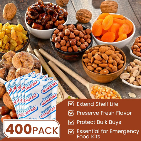 Assorted nuts and dried fruits with 500cc Food Grade Oxygen Absorbers With Indicator, 10 Vacuum Sealed Packs for Long Term Storage