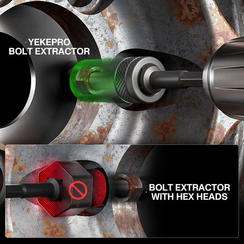 Slim Profile 33-Piece Deep Well Bolt Extractor Kit With Three Eighths And One Quarter Inch Drive in use on rusted bolt.