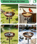 Rust Resistant Metal Bird Bath For Outside With 12 Inch Wide Bowl And 3 Inch Deep Water, used as bird bath, feeder, fountain, heater