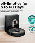 Matrix Plus 2in1 Robovac And Mop With Sonic Mopping Matrix Clean Smart Home Mapping HEPA Bagless Self Empty Base CleanEdge For Pet Hair WiFi Alexa Compatible Black And Gold, shown with 60-day capacity self-empty base.