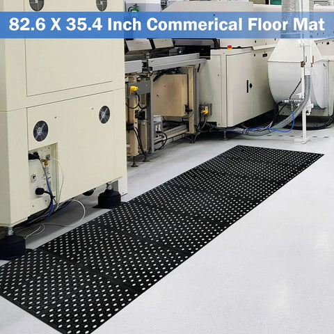 Heavy Duty Anti Fatigue Drainage Mat 82 By 35 Inch For Kitchens And Wet Areas, Non Slip Rubber Floor Mat With Efficient Drainage Holes