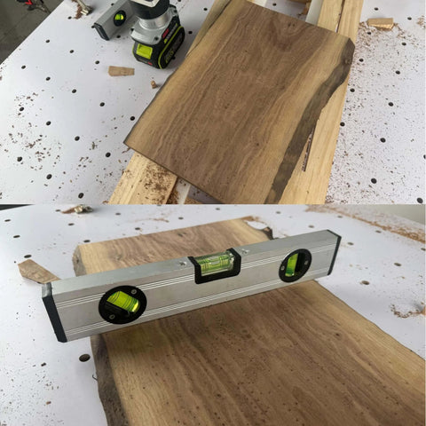 Router Sled Flattening Jig For Wood Slabs And Epoxy Tables, Adjustable Planing Sled Kit shown flattening wooden board