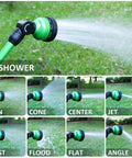 Lightweight 18 Inch Watering Wand with 9 Pattern Spray settings, showing fan, mist, and jet modes on grass