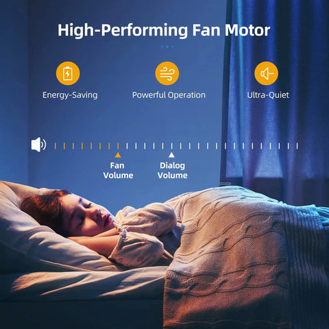 Child sleeping peacefully under tropical ceiling fan with light and remote 52 inch palm leaf blades, ultra-quiet motor feature.