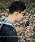 Person holding a radio with Your Go To Dual Band Ham Radio Antenna For 136-174MHz And 400-470MHz, Omnidirectional SMA Female attached.