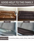 Before and after use of Self Adhesive Leather Repair Patch Kit For Couches Sofas And Car Seats Ultra Durable PU Vinyl Leather Repair Tape Waterproof Dark Brown 3.9x79 Inch Easy Patch Up For Furniture And Auto Interiors