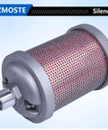 Exhaust Silencer For Air Compressors Dryers And Vacuum Pumps With One Half Inch NPT Male Connection Built For Heavy Duty Industrial Noise Reduction And Quiet Operation On Air Systems Vacuum Lines And Drying Units