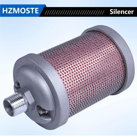 Exhaust Silencer For Air Compressors Dryers And Vacuum Pumps With One Half Inch NPT Male Connection Built For Heavy Duty Industrial Noise Reduction And Quiet Operation On Air Systems Vacuum Lines And Drying Units