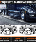 Domed Front Axle Cover Kit For Semi Trucks With Screw On 33mm Lug Nut Chrome ABS Plastic 10 Hole Removable Caps