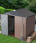 Beefy Outdoor Storage Shed 4x6 Metal Garden Shed With Lockable Doors for backyard, open doors showing interior storage space
