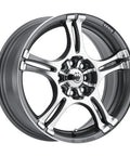 Konig Incident graphite machined wheel, 13x5.5 inches, 4x100mm bolt pattern, front view